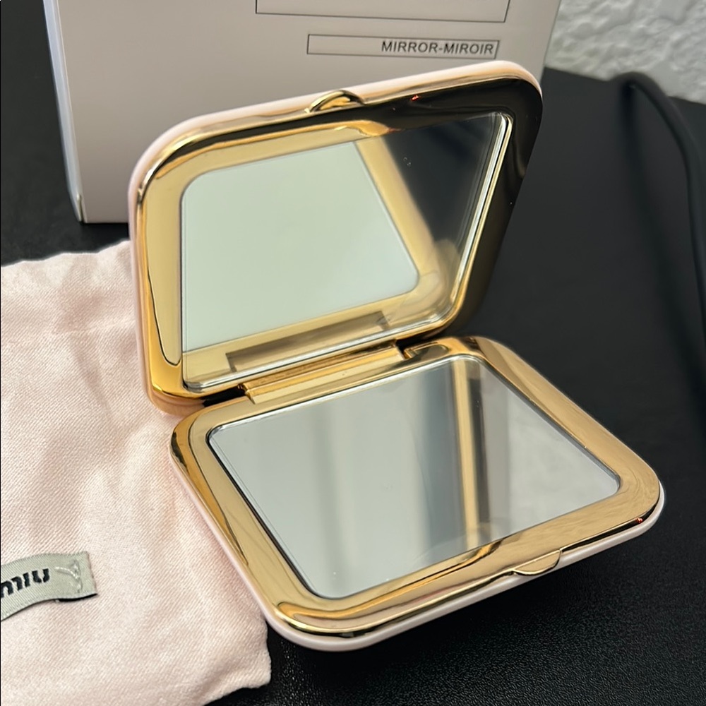 Miu Miu Blush Quilted Mirror with Gold Accents - Picture 2 of 2